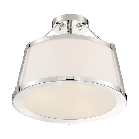 Nuvo Fixture, Semi Flush, 3-Lght, Incandescent, 60W, 120V, A19, Medium Base, Bulb Count: 3 60/6996